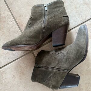 Frye Olive Suede Ankle Boots